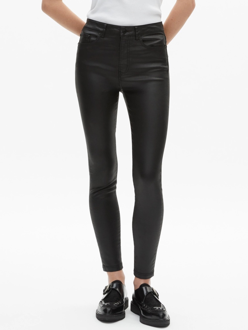 NWOT - The Kooples Leather Effect Skin Slim Jeans in Black - Size 26